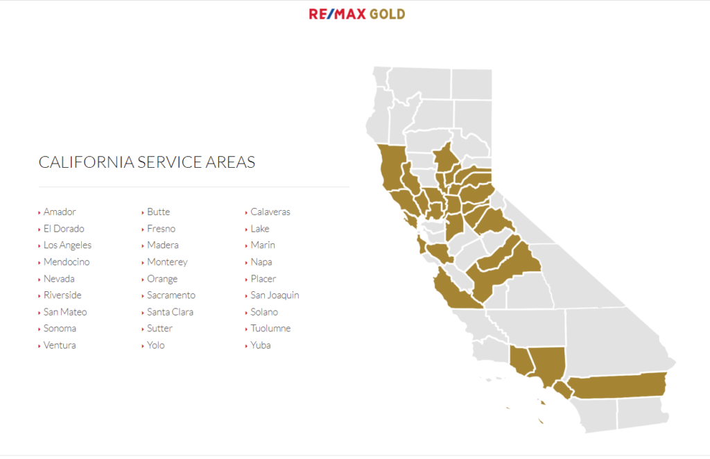 Map of Remax CA offices
